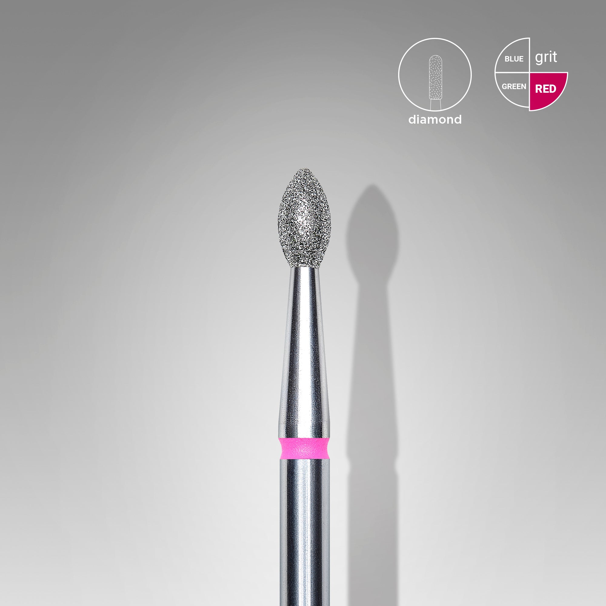 Diamond nail drill bit, pointed "bud" , red, head diameter 2.5 mm/ working part 4.5 mm image 0